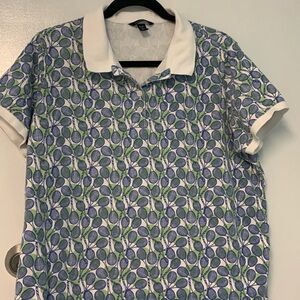 Land’s end xl /p tennis racquet print collared 4 buttons short sleeves vintage?